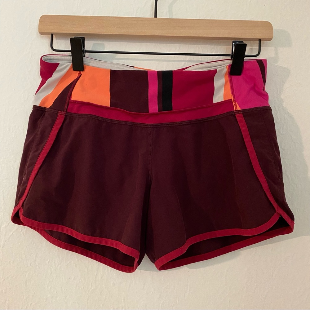 Lululemon Shorts Pink Orange with Zip Pocket